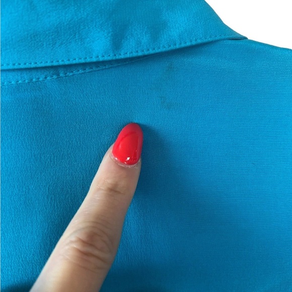 Diane Gilman Women's VTG silk Blue tiger Blouse Size 3X - Picture 8 of 14